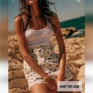 ✨Sezane Deia Floral Blue and White High Waist Shorts